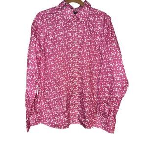 LANDS END floral Button down shirt size 14